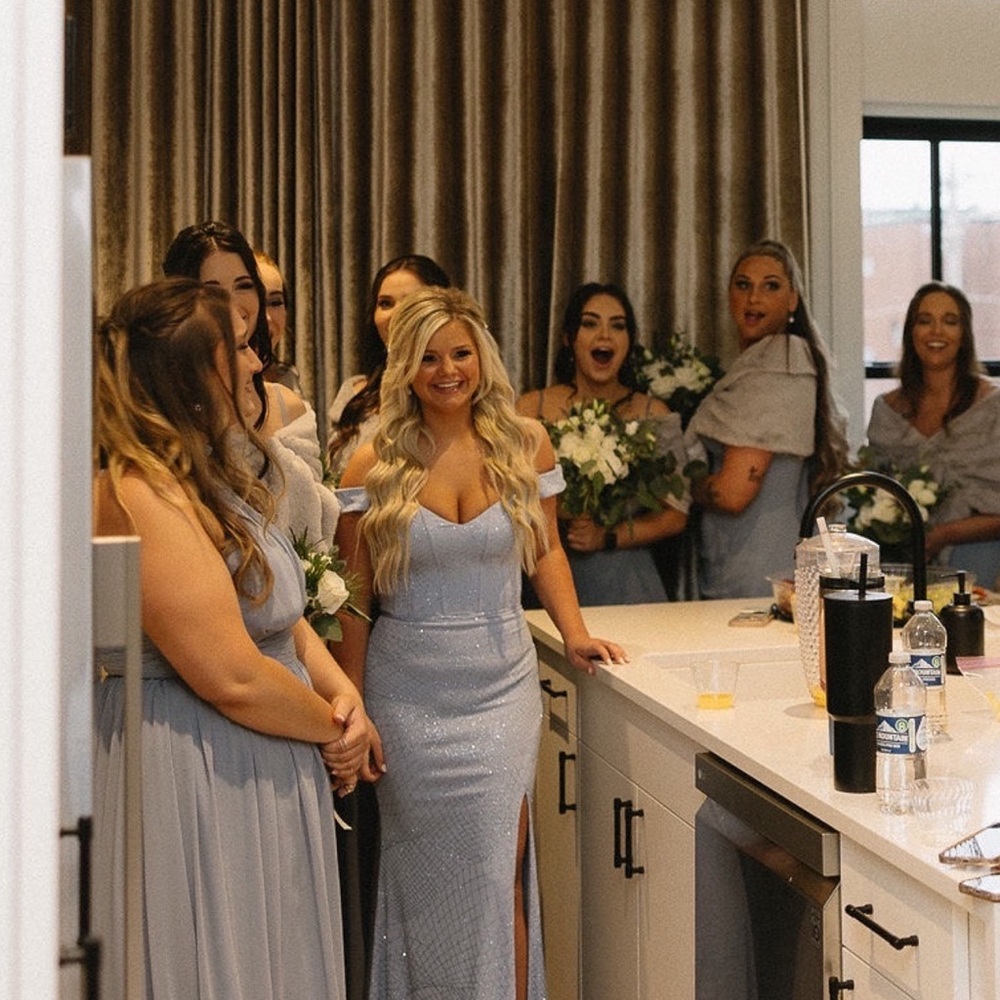 Elegant Light Blue Gown with Slit